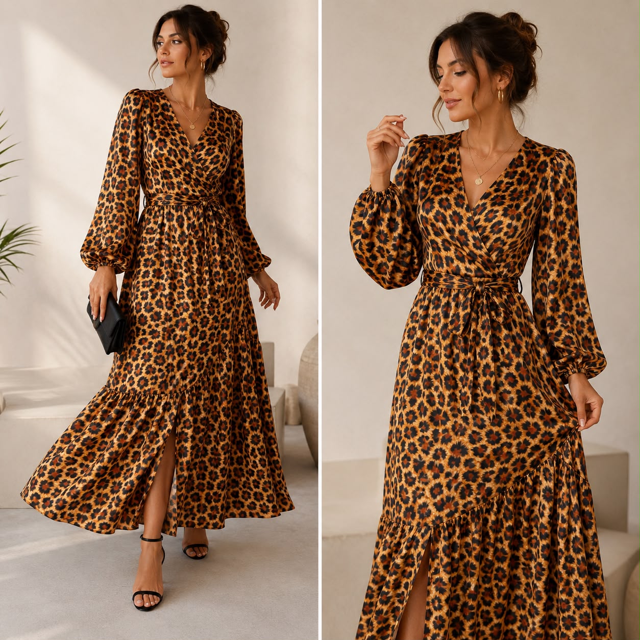 Leopar Desen Süet